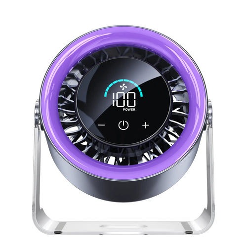 Coolhill Desktop Fan Turbo Table Fan Travel Vacation Essentials for Office 100-Speed Digital Display Low Noise Rechargeable Battery Dual Adjustment Modes Quiet Cooling Quiet Desk Fan Portable