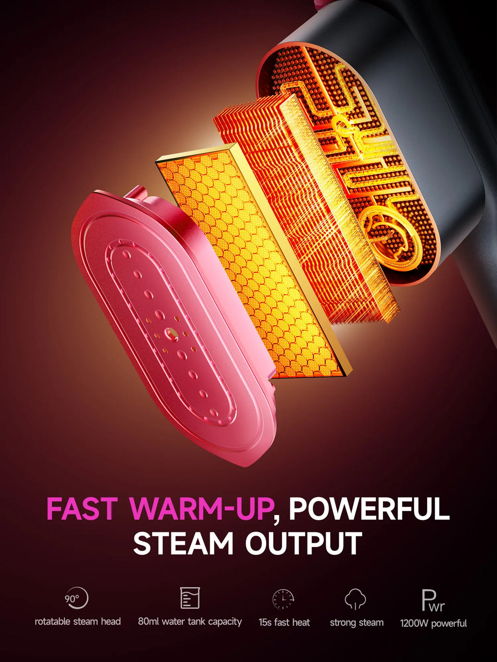 Dr.Flash Portable Garment Steamer - Fast Heating 2-in-1 Iron with LED Display, Perfect for Travel and Everyday Use