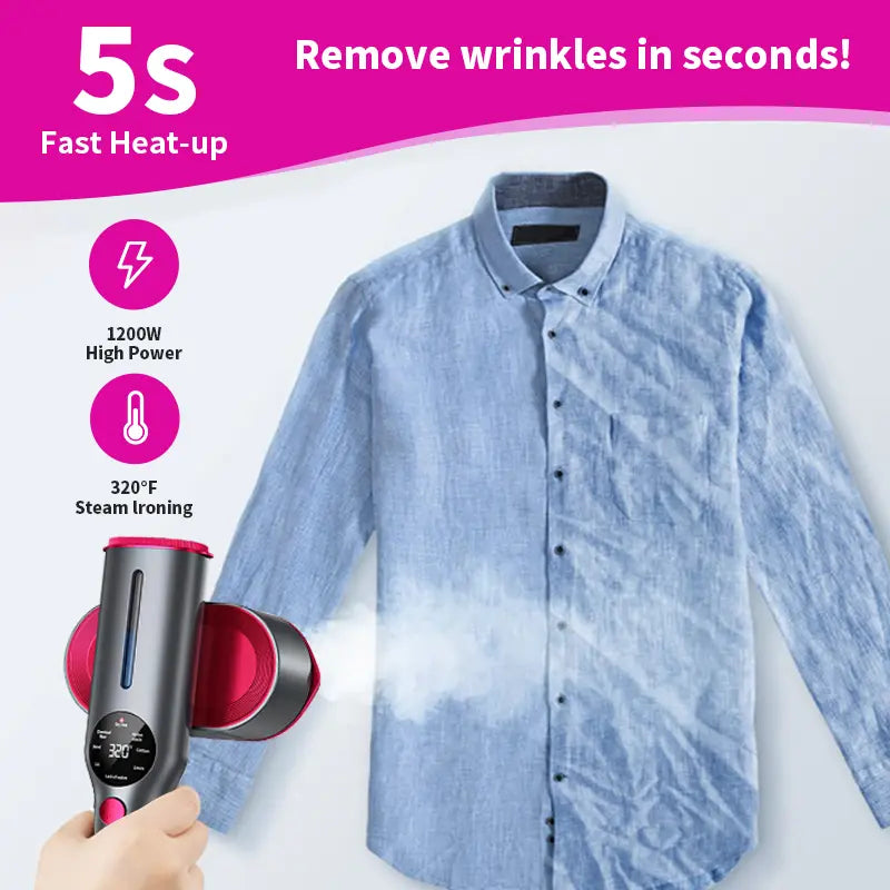 Dr.Flash Portable Garment Steamer - Fast Heating 2-in-1 Iron with LED Display, Perfect for Travel and Everyday Use